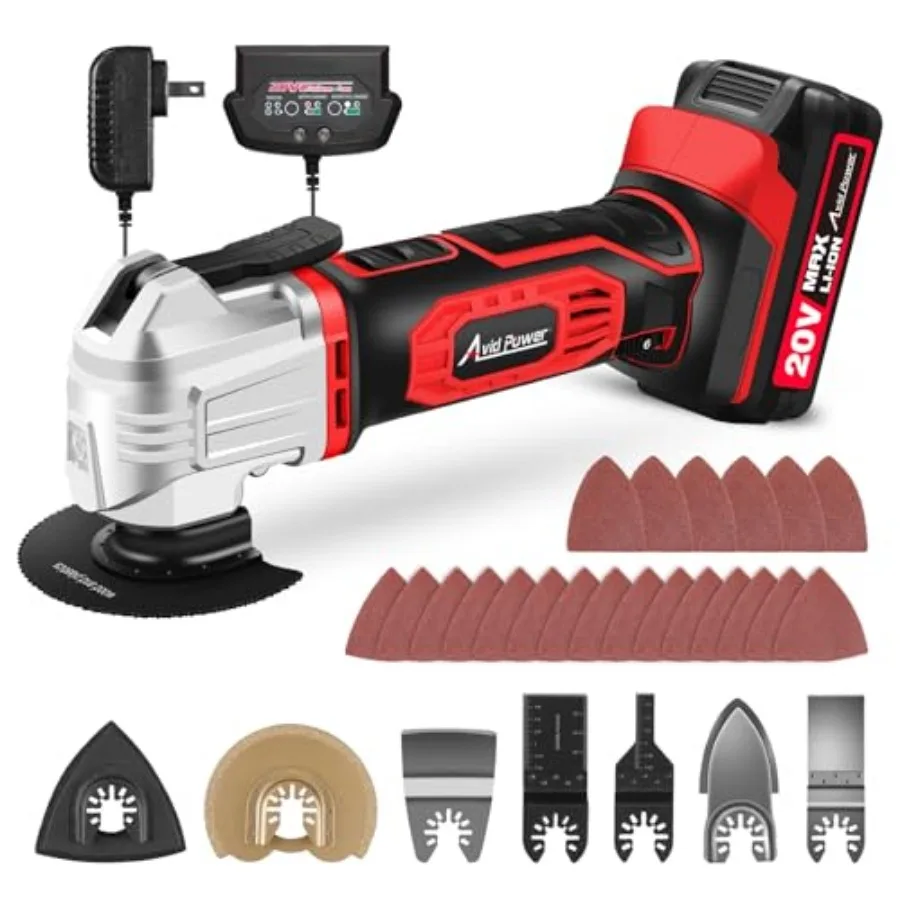 

Cordless Oscillating Tool 20V Battery Powe Oscillating Multitool with 2.8° Oscillation Angle Variable Speed Oscillating Saw w/