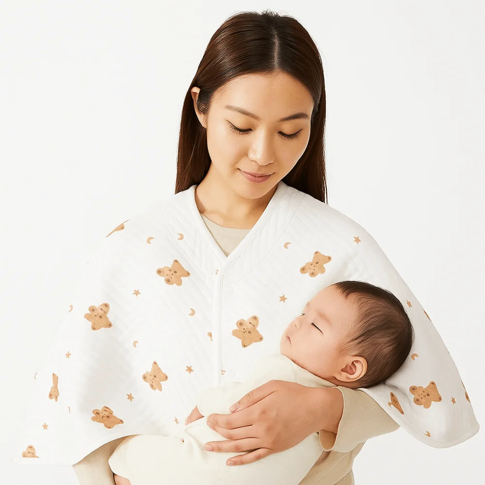 

Floral Printed Cotton Mother Cape Blanket Keep Warm Breathable Breastfeeding Cover Feeding Cover Soft Cartoon Mommy Shawl