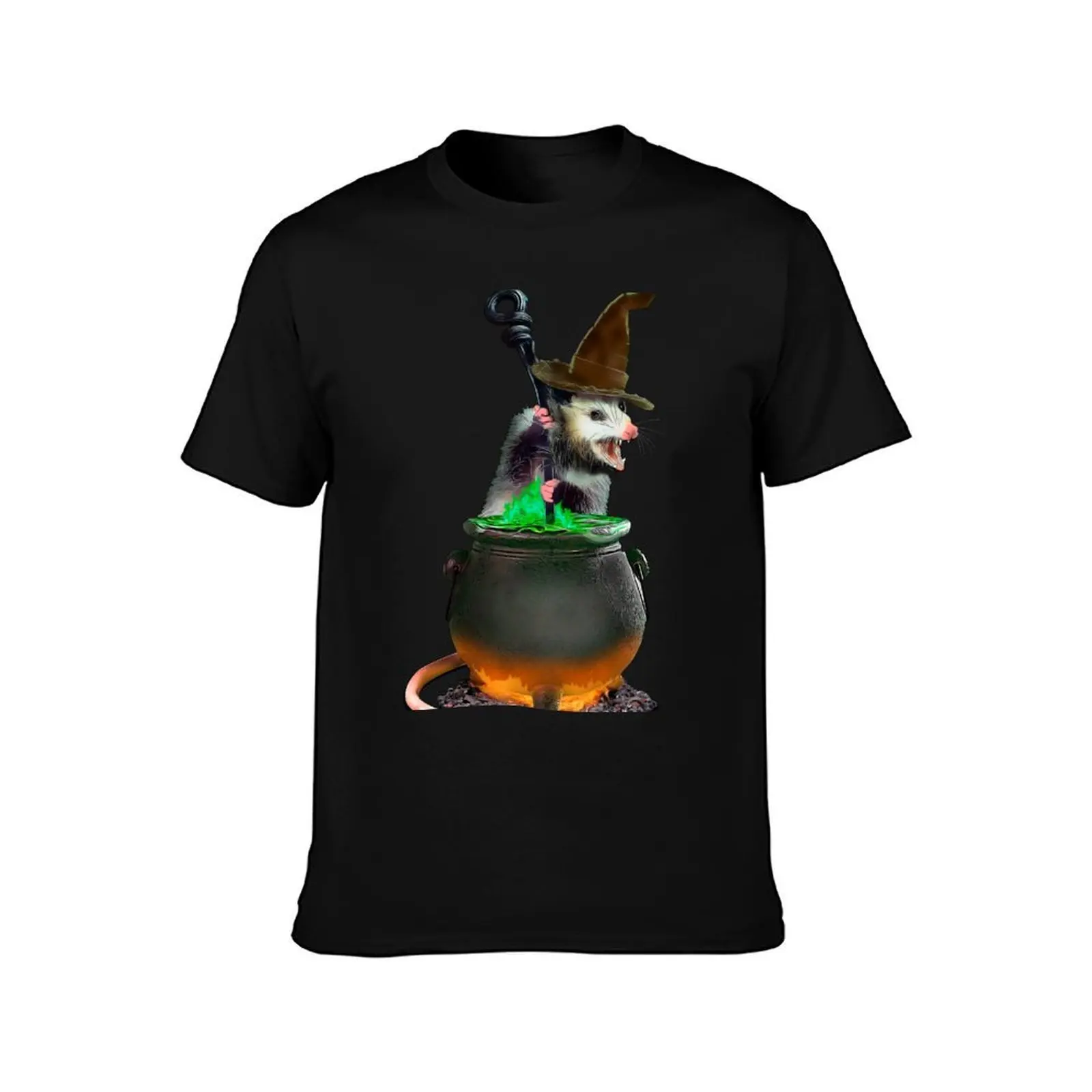 Halloween Possum T-Shirt, Summer Casual Cotton Tee, Oversized Streetwear Tops, Vintage Graphic Print, Loose Fit Short Sleeve