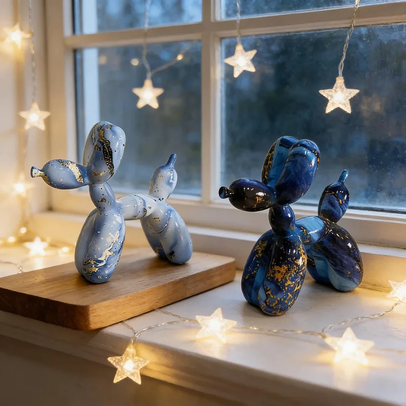 Resin Balloon Dog Sculpture, Nordic Animal Figurine, Home Table Office Decoration & Accessories