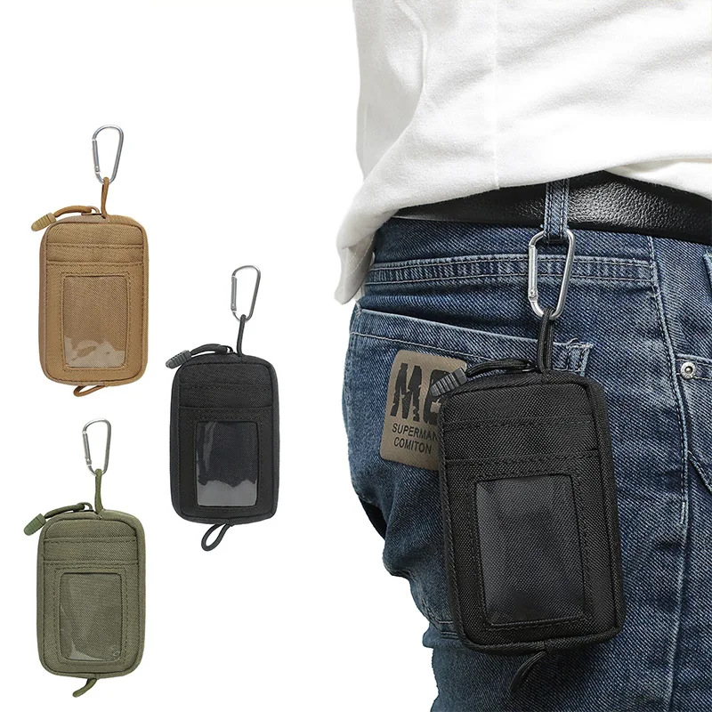 Tactical EDC Pouch Outdoor Key Purse Wallet Coin Purse with Card Slots Pack Zippers Camping Key Bag Waist Bag