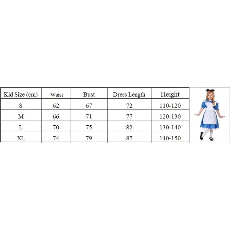 XT8 أليس في بلاد العجائب للهالوين للأطفال، فستان وصيفة العروس لوليتا، أزياء الكرنفال @ XT6!