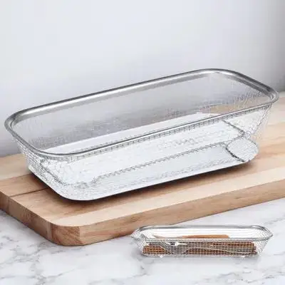 

Chopstick Basket Stainless Steel Thick Cutlery Storage Basket Drainage Ventilated Silverware Holder for Kitchen Cabinet