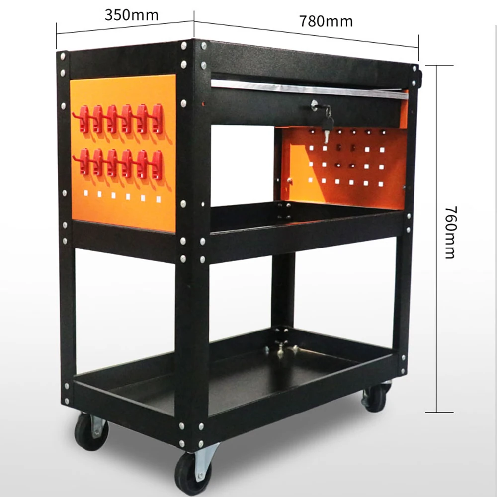 3-layer أداة عربة أدوات متعددة الوظائف عربة أدوات الدب 300 كجم مع درج ولوح بيجبورد جانبي لدمى المرآب الصناعية