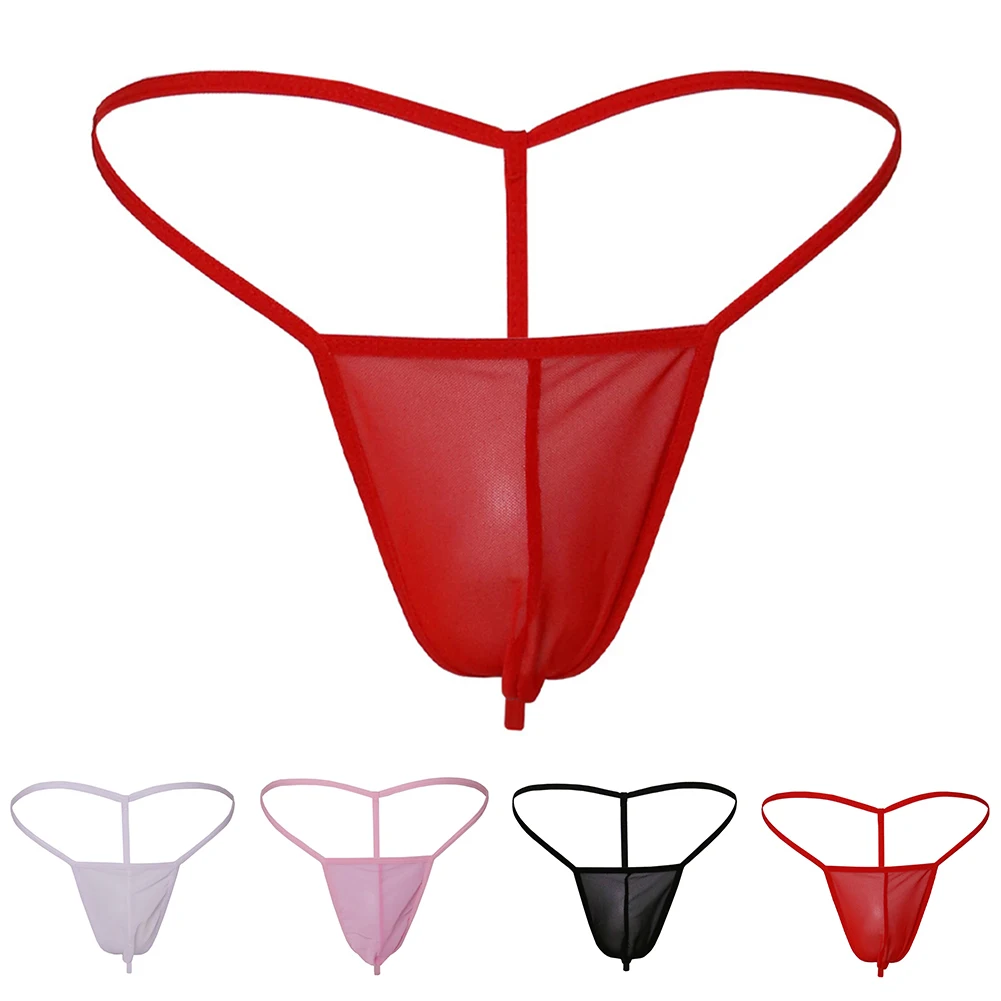 

Perspective Sexy Men Thongs G-Strings Mesh Pouch Briefs Stretch Low Waist Underwear Man Breathable T-Panties Tanga