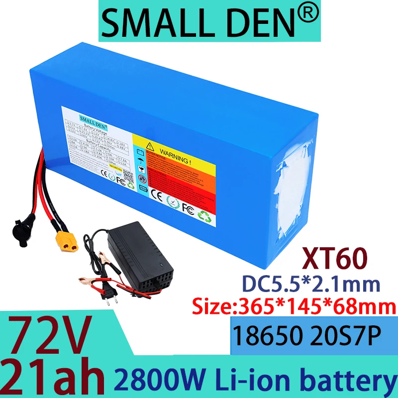 Brand new original 72V21Ah battery 18650 20S7P 1000W-2800W high-power lithium battery, lithium-ion battery pack+2A 3A 5A charger