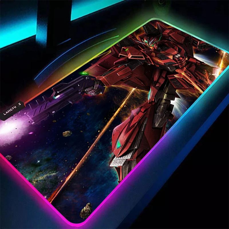 

LED RGB Mouse Pad Rubber Mousepad Computer Gaming Accessories Keyboard Pad Decoracion Desk Mechanical Warrior Gundam Mouse Mat