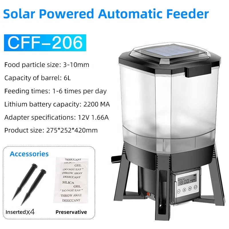 2025Solar Visvijver Automatische Feeder Koi Vijver Intelligente Timing Voeden Binnen en Buiten Groot Gebied Vis Feeder