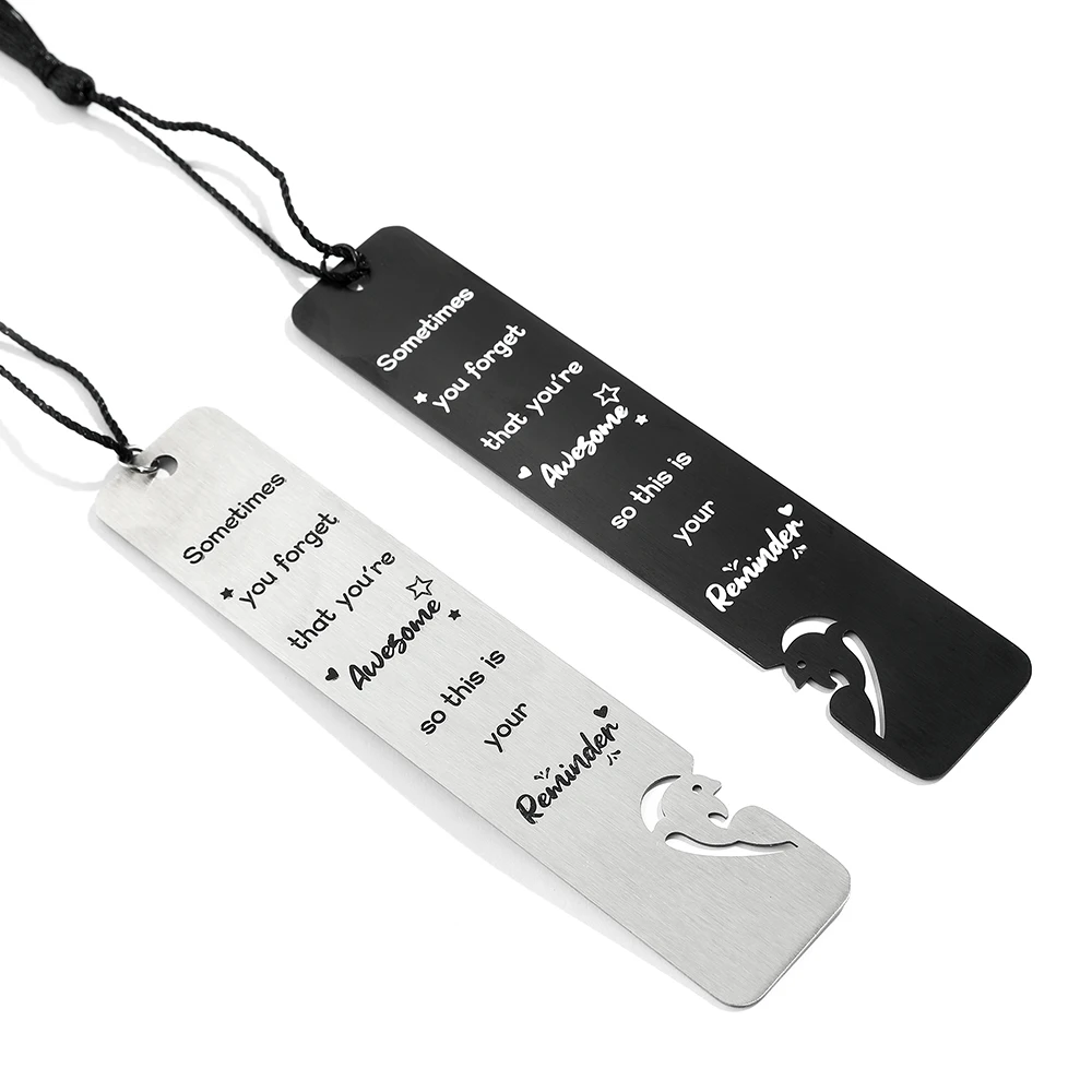 2Pcs/set Couple Stainless Steel Bookmarks for Book Lover Gifts Metal Book Mark with Tassel Reading Supplies Anniversary Gifts