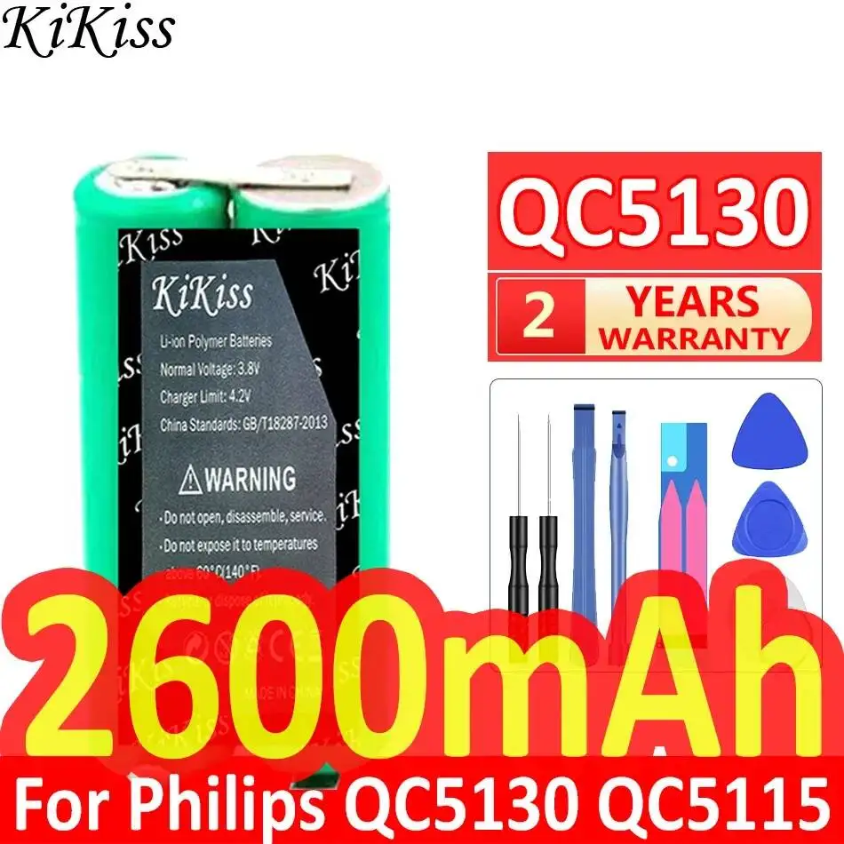 2600mAh High Capacity For Philips QC5130 QC5115 QC5120 QC6130 Lightweight Hair Clipper Battery