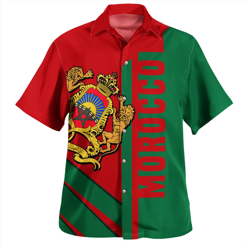 

Morocco Men Shirt Moroccan Flag Emblem 3D Printed Men Women Casual Fashion Oversized Short Sleeve T Shirt New Tops Clothing