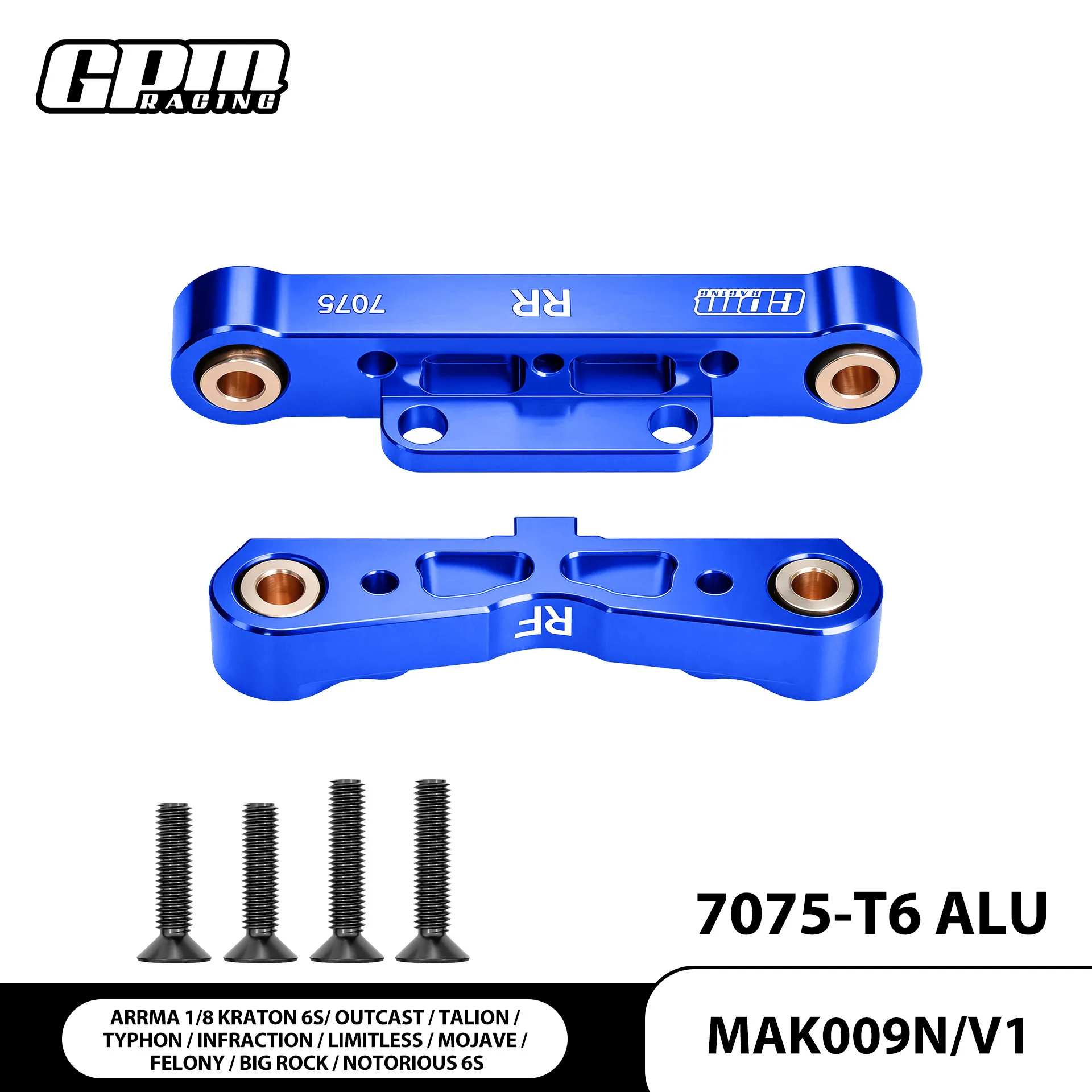 

ARRMA 1/8 6S Cartron V6 Mohave Wanderer Overrun Typhoon Aluminum 7075 Rear Lower Arm Bracket