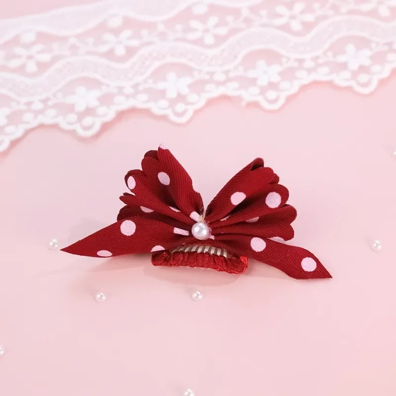 Pet Supplies Pet Hair Decoration Clip Hair Clip Long Haired Cat Teddy Maltese Dog Polka Dot Bow Cat Dog Accessories