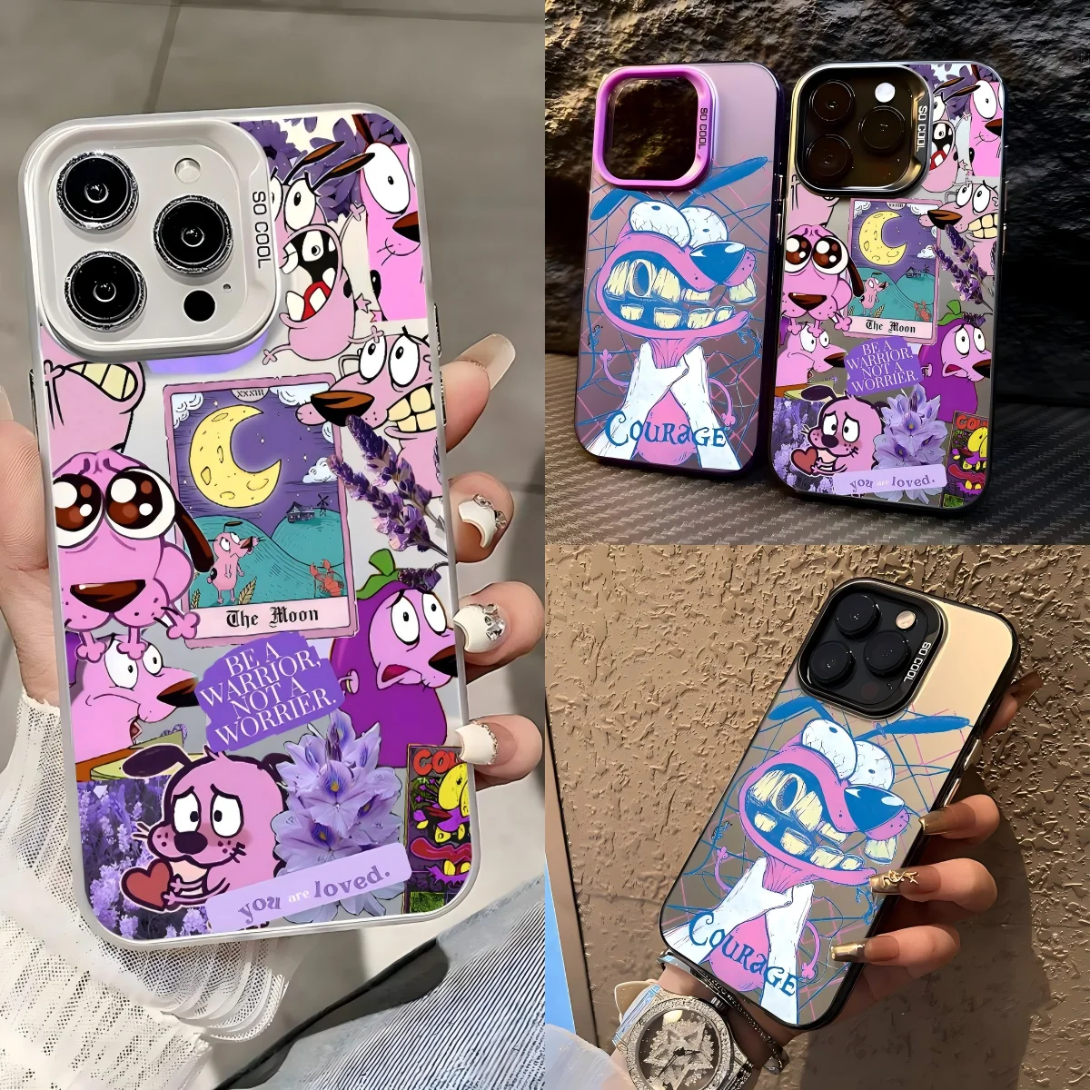 Coque de téléphone anti-chute mate motif chien COURAGES Cowardly Dog de l'anime Cool Anime pour iPhone 17 17e 16e 16 15 14 13 12 11 mini Pro Max Air Plus