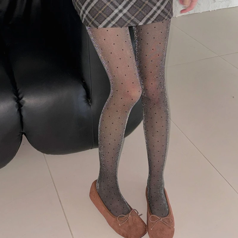 Sexy Women Tights Spring Autumn 2025 Female Dot Black Stockings Ladies Party Shining Elastic Hosier Pantyhose Effect Sock Pants