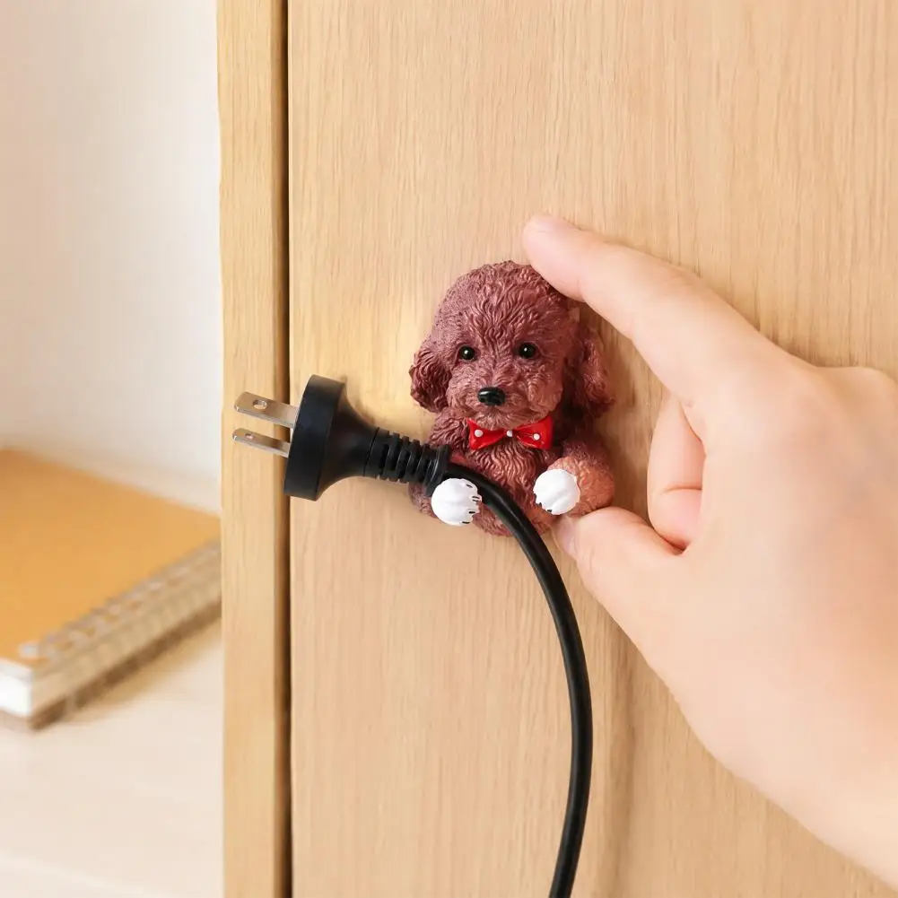 Cute Puppy Power Cord Organizer Cable Management for Chargers Puppy Power Outlet Hook Self-adhesive Wall Mounted for Chargers
