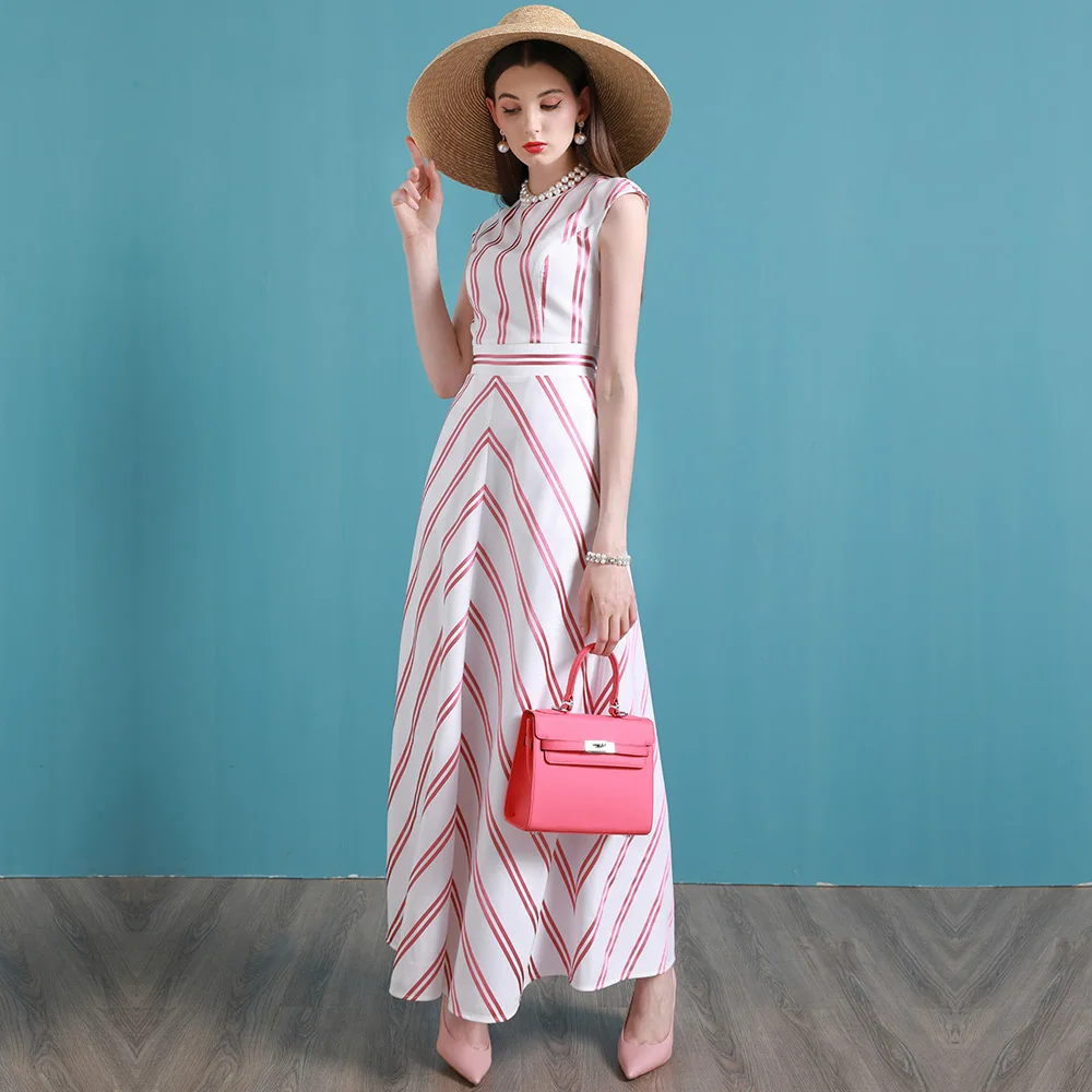 High End Seaside Holiday Ankle Long Dress Celebrity Dress Summer Temperament Waist Slim Dress Long Fairy