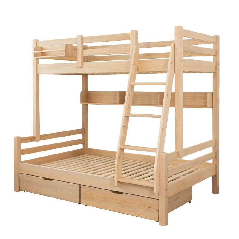 Solid Wood Children\'s Bed up and down Bed Maple Height-Adjustable Bed Modern Minimalist Bunk Bed Adult Adult Bunk Bed