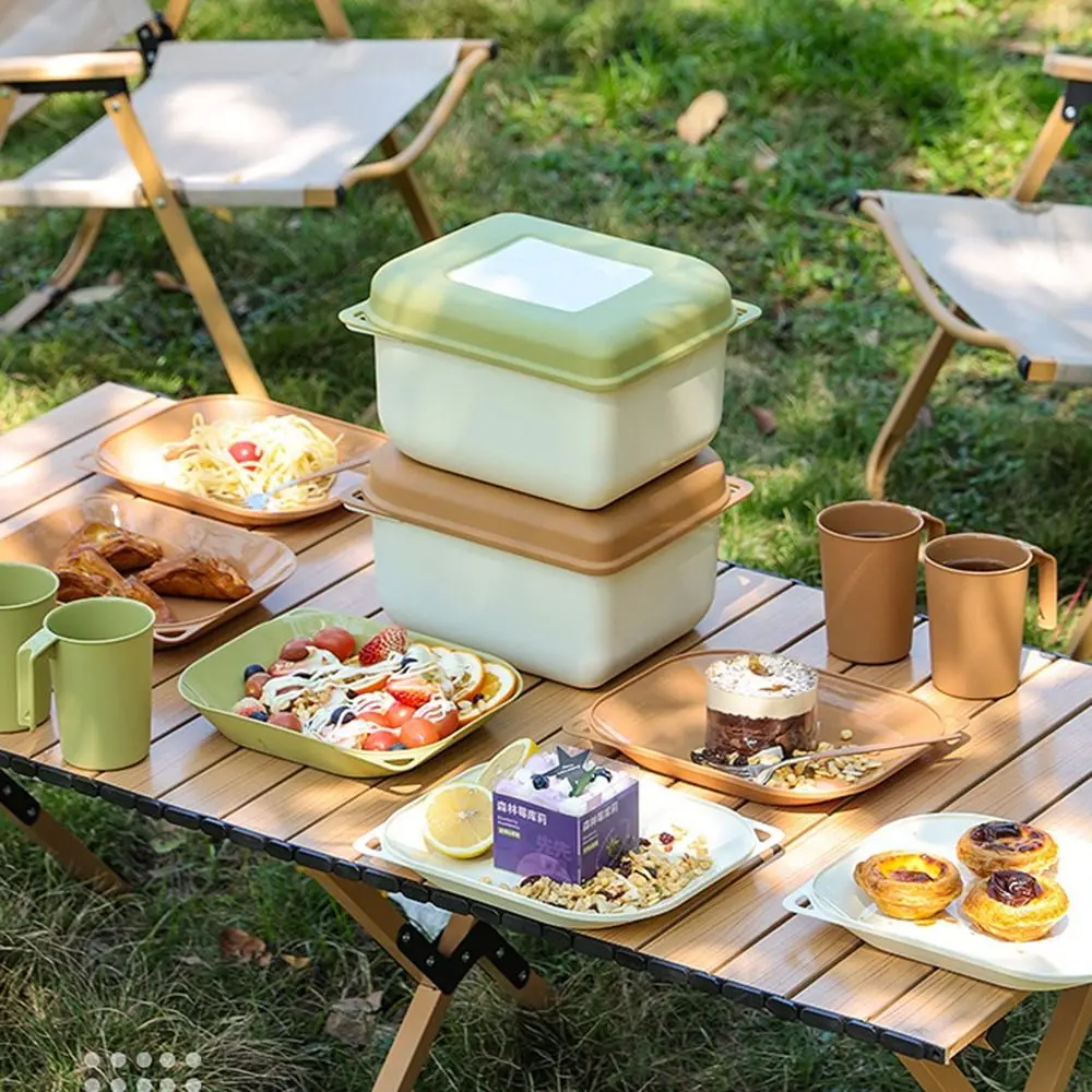 

16Pcs Lightweight Plastic Dinnerware Sets Reusable Portable Outdoor Cutlery Set Stackable BPA Free Picnic Dishes Set Travel