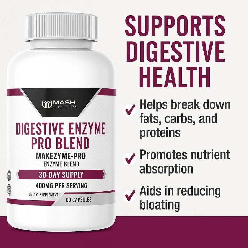 Digestive Supplement, Containing Enzymes and Papaya Leaves, Plant-based Herbal Plants, To Alleviate Gastrointestinal Discomfort