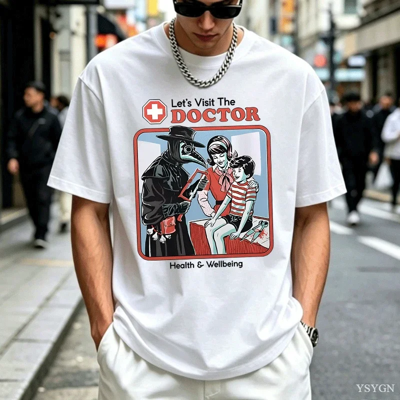 The Treating Doctorprint Men Retro Sportswear Fashion Fleece Sweatshirt Street Casual Pullovers Warm Loose Clothing Unisex