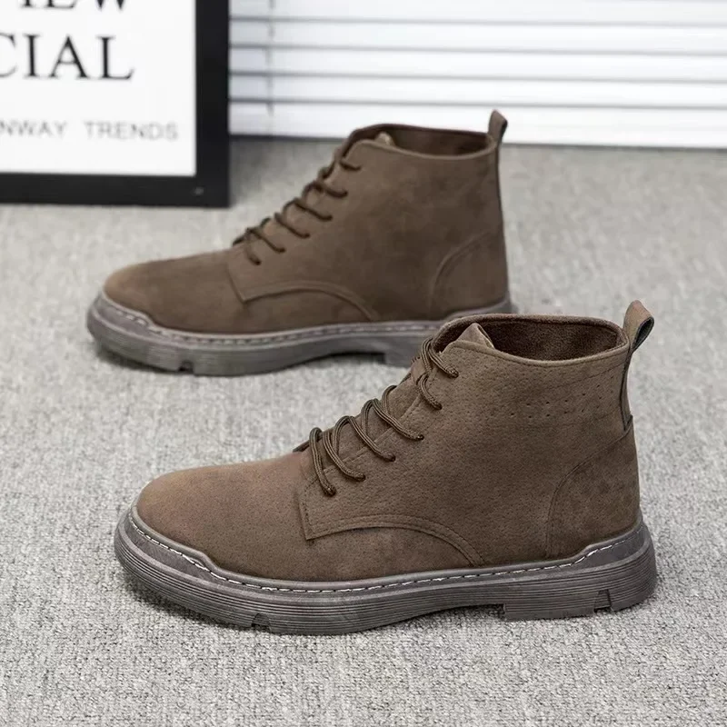 Men's Classic Vintage Boots Trend Outdoor High Top Fashion British Short Boots Travel Mountaineering Casual Shoes