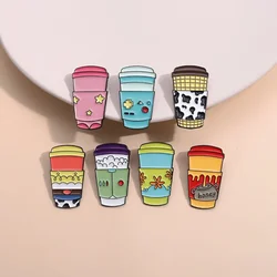 맞춤형 커피 컵 머그잔 에나멜 핀, 재미있는 꿀 컵 디자인 브로치 라펠 배지, 만화 예술적 스티커, 아이용 쥬얼리 선물