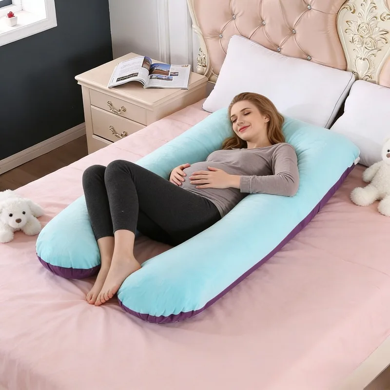 U Shape Cotton Maternity Pillow Back Support Cushion Multi Functional Waist Support Side Sleeping Pregnancy Pillow