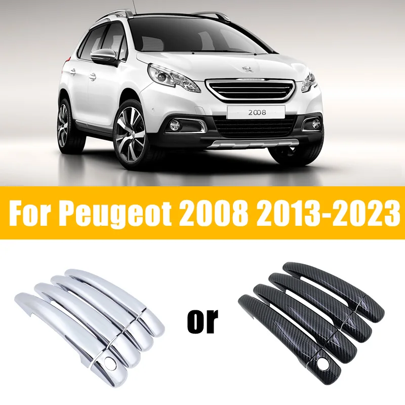 

Чехлы из углеродного волокна для дверных ручек, хромированные для Peugeot 2008 A94 MK1 2013-2023 2014, роскошные автомобильные аксессуары с защитой от царапин для отделки двери