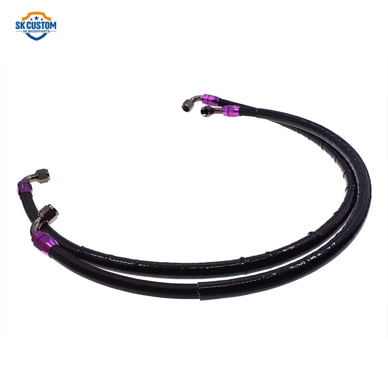 For Two Nylon Braided Cooling Oil Pipe AN10 90 Degree Joint Oil Cooler Hose