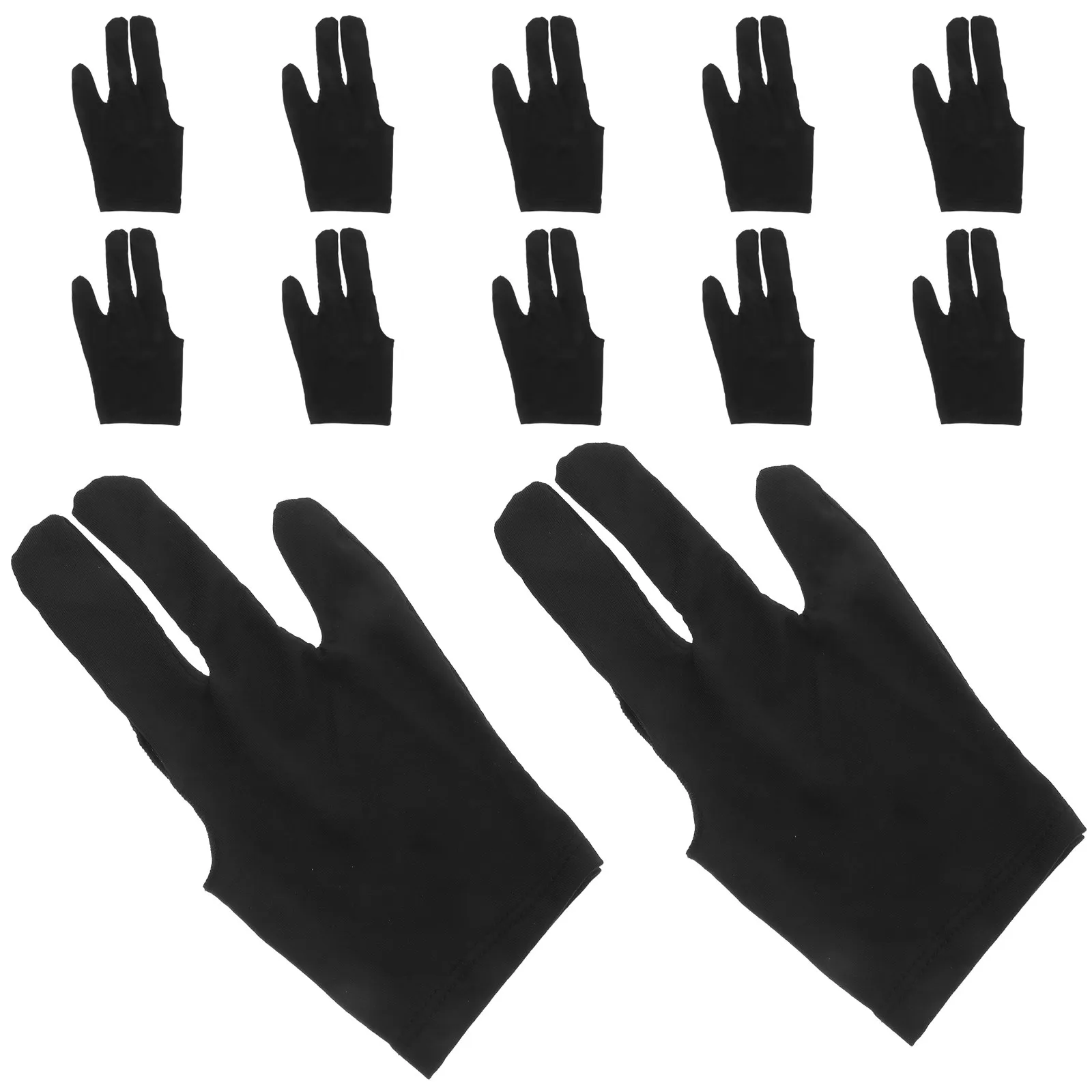 

12Pcs Billiard Gloves 3-Finger Design Breathable Flexible Material for Pool Snooker Players Exposed Index Middle Ring Fingers