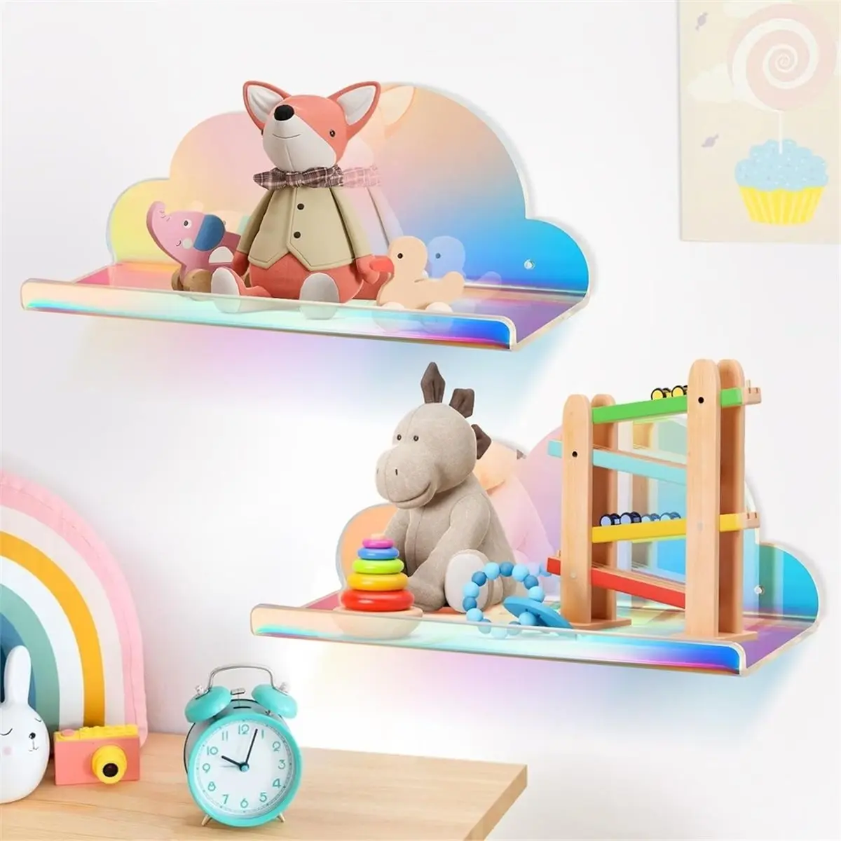 RECOMMENDATION  2pcs Colorful Floating Wall Hanging Cloud Style Acrylic Rack,Wall Rack, Used for Home Decoration,Organizing Rack