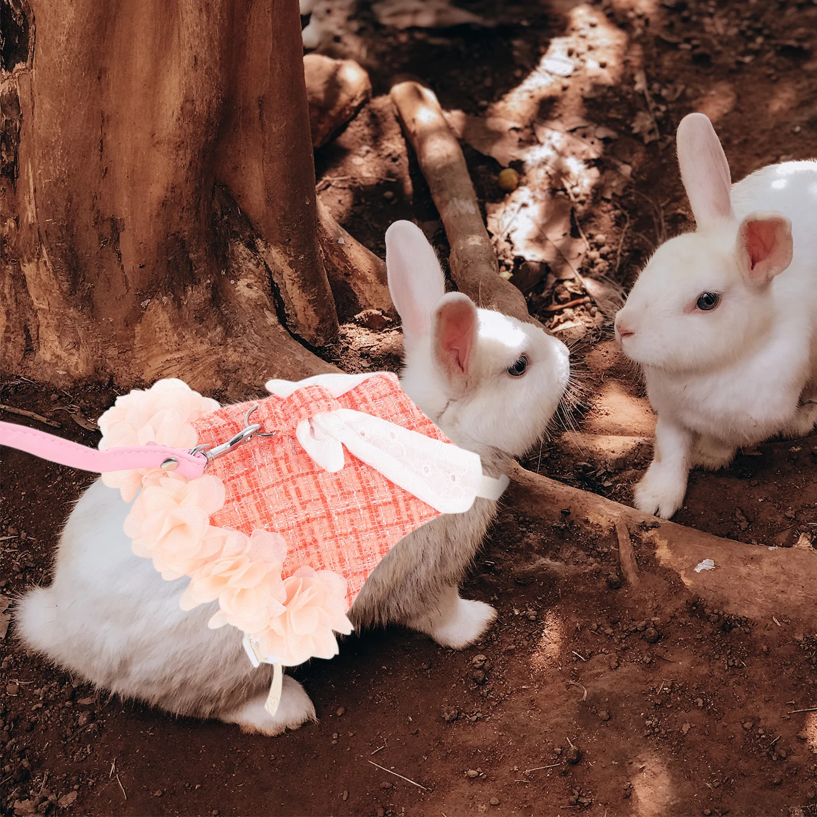 

1Set Rabbit Clothes Adorable Sleeveless Cotton Harness Leash Set Pet Bunny Dress Outdoor Walking Costume Bunny Vest Harness