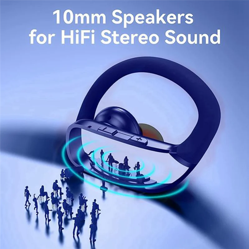 A57G-سماعات أذن لاسلكية سماعات ستيريو بلوتوث 5.0 سماعات رياضية مقاومة للماء Hifi ميكروفون مدمج للتمرين - أسود