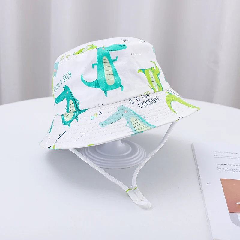 New Summer Panama Baby Girls Hats Cartoon Crocodile Boys Fisherman Hat Baby Sun Hat Outdoor UV Bucket Hat Toddler Kids Sun Cap