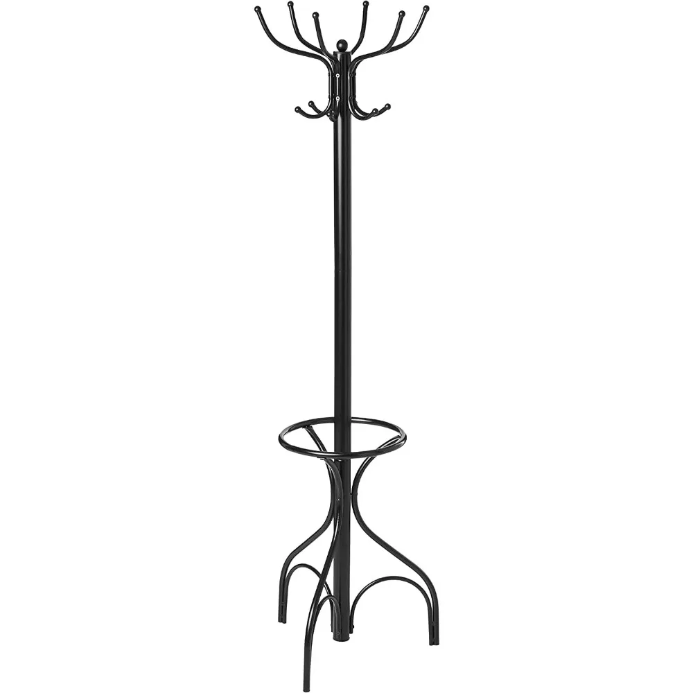 

75 Inch Heavy Duty Metal Coat Rack Freestanding, Hanger Stand With Umbrella Holder, Entryway Hat Jacket Hanger With 12 Hooks fo