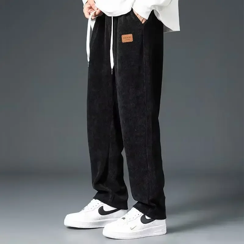 Y2k Korean Men Basic Blank Solid Baggy Joggers Running Sports Pants Trousers Casual Grey Jogging Pants for Men Drawstring Pants