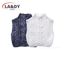 Sweater Vest Women 2024 Autumn Winter Fashion Loose Round Neck Metal Knitted Female Solid Color Casual Sleeveless Top Pullovers