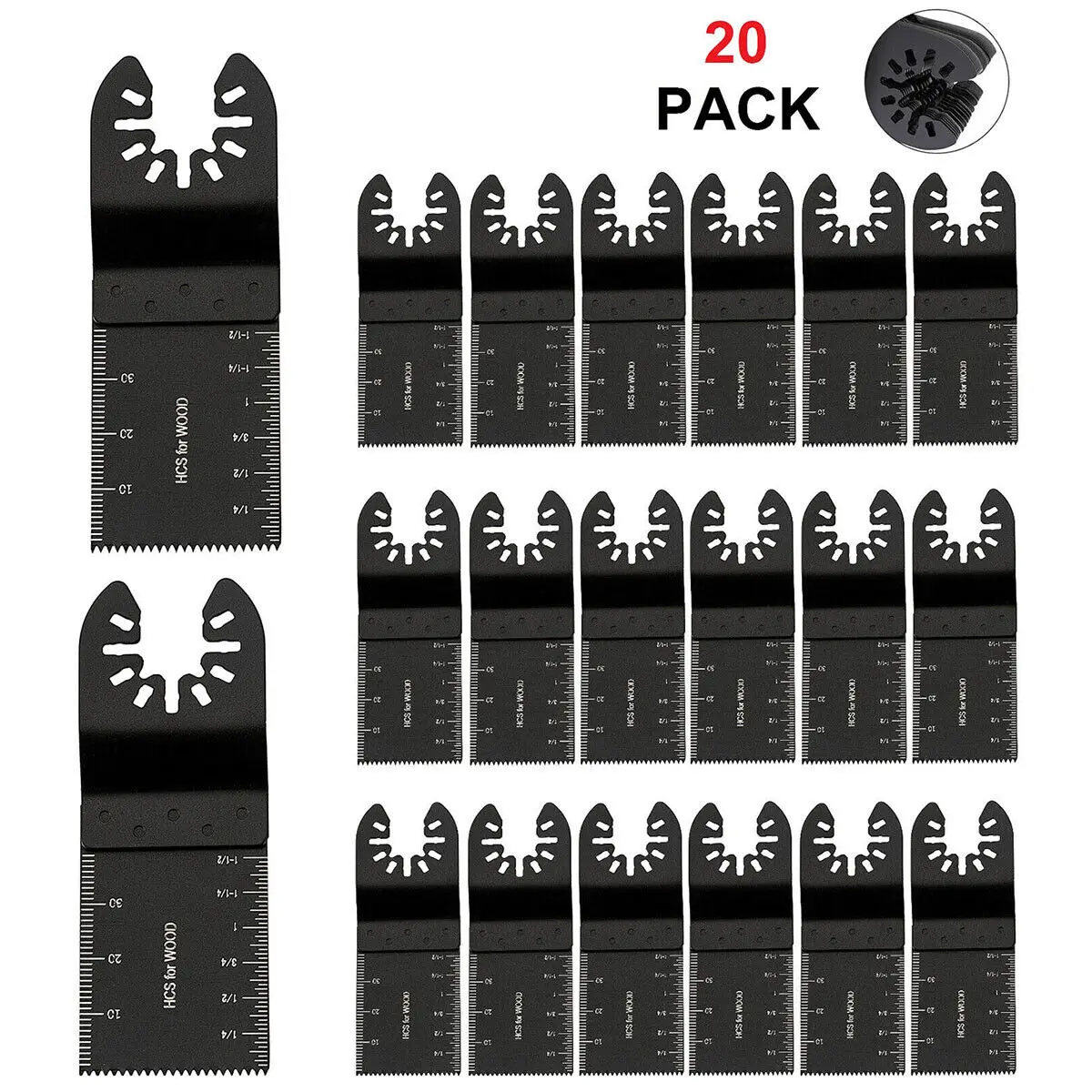 20 Piece Multi-Purpose Renovator Saw Blade Set Power Tool Accessories General Purpose Cutting Blades Oscillating Saw Blades