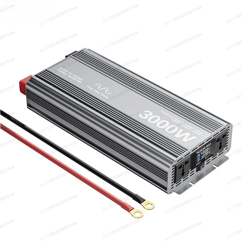 3000W pure sine wave inverter, 12V to 220V with display, dual AC plug-in inverter power converter, booster
