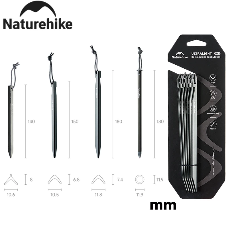 Naturehike 2026 Новые легкие колышки для палаток для походов и кемпинга, прочные и устойчивые, совместимы со всеми типами палаток