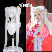 Tomotake Yoshino Cosplay Wig HSIU 85CM White double ponytail long hair Synthetic Wig+Wig cap Anime Senren Banka cosplay Wig