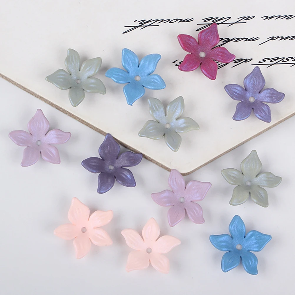 

1400 PCS Acrylic Flower Accessories Jewelry Jewelery Making DIY Manual Five-petaled Flowers Finding Spacer Bride
