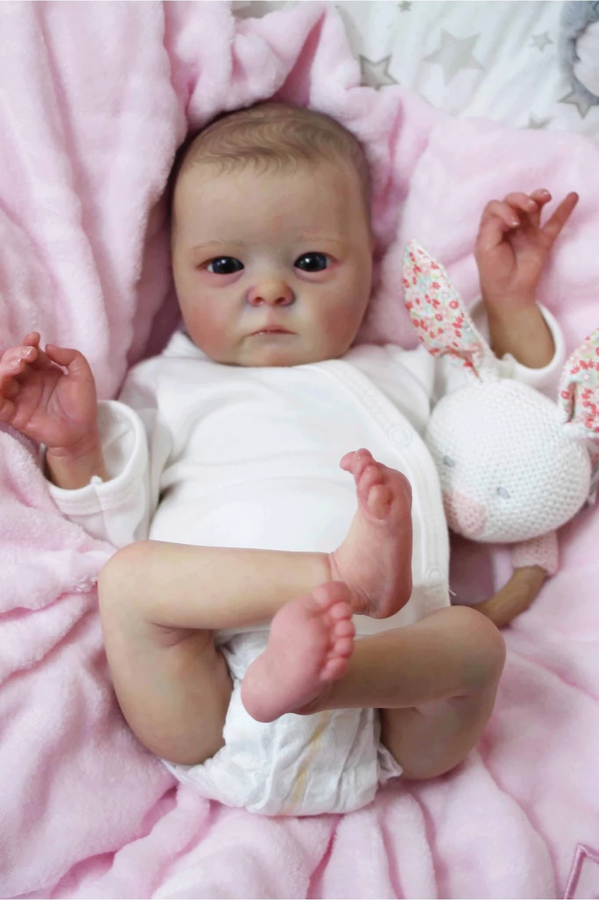16" lebensechte wiedergeborene Babypuppe, ultra-realistisches Sammlerstück in Neugeborengröße mit handbemalter 3D-Hautstruktur