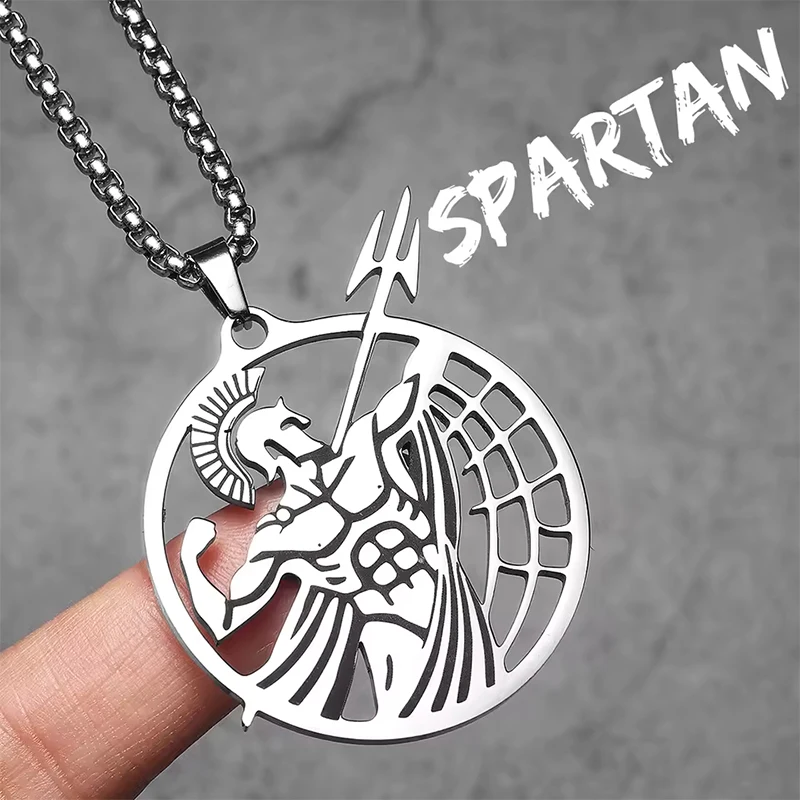 جولة الجوف قسطنطينوس المتقشف الشيطان قلادة قلادة للرجال الفولاذ المقاوم للصدأ الشكل ميدالية تميمة المجوهرات #2