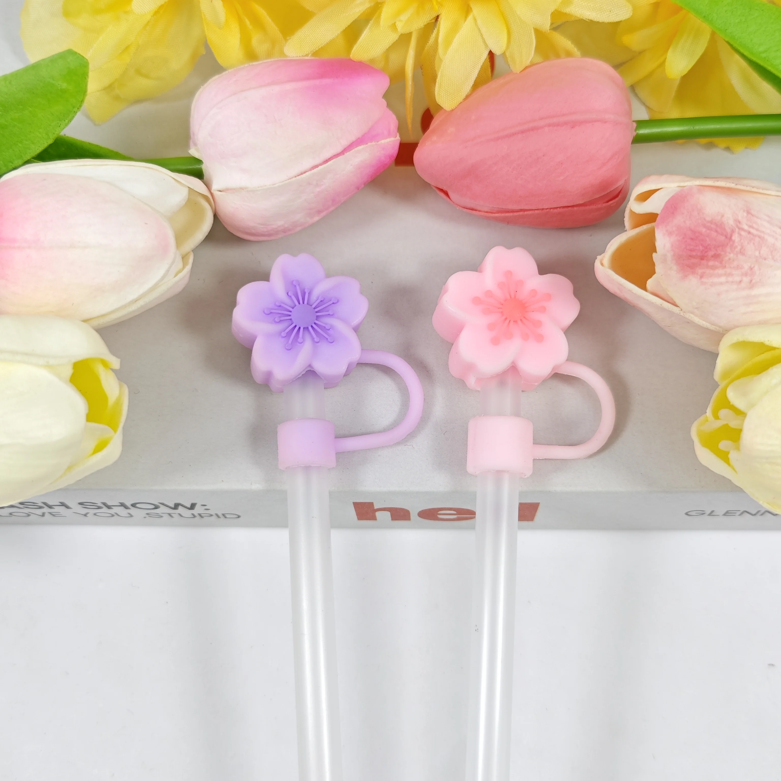 New Silicone Flower Straw Cap Protective Case
