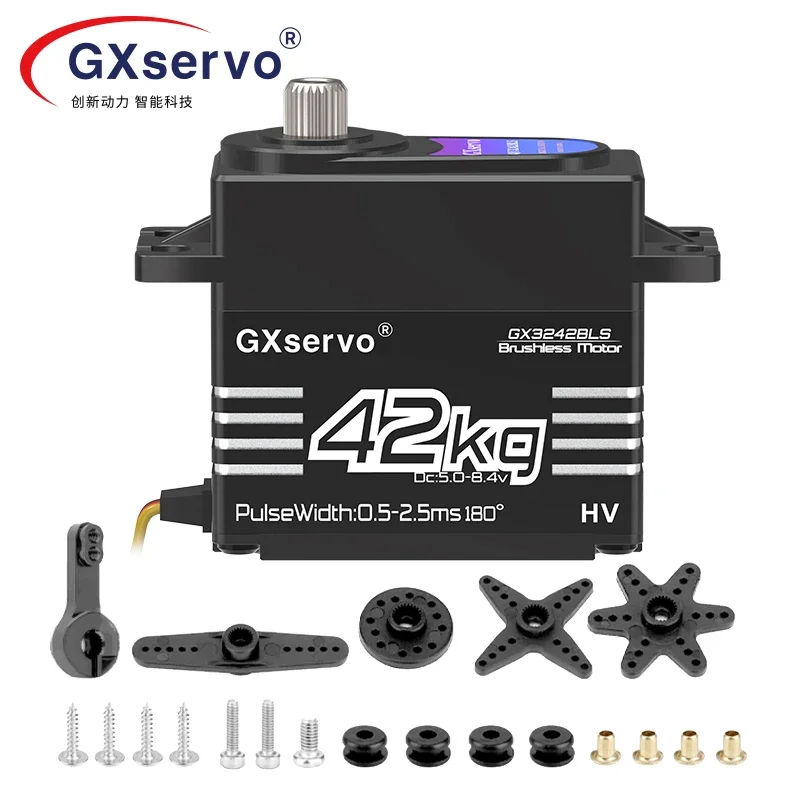 

GXservo QY3242BLS 42KG HV PWM Brushless Motor 180/270/357/360 Degree Metal Gear Digital Servo for RC 1/8 1/10 1/12 Crawler Car