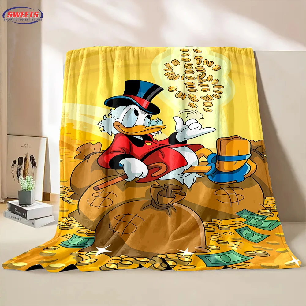 3D Disney Donald Duck and Money Cartoon Flannel Blanket for Bed Bedroom Sofa Picnic Throw Blanket for Cover Outdoor Leisure Nap