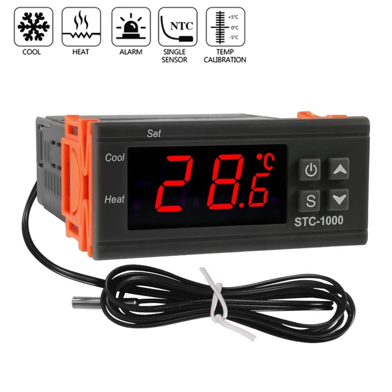 Smart STC-1000 Temperature Controller LED Digital Thermostat Thermoregulator Incubator Relay Heating and Cooling 12 V 220V