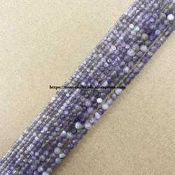 Small Diamond Cuts Faceted AB Purple Amethyst Round Loose Beads 15